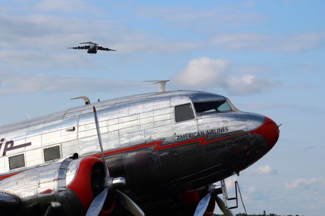 Douglas DC-3 (NC17334) - A most historic aircraft - American Airline Flagship Detroit with C-17 above. The oldest DC-3 still flightworthy ...1937