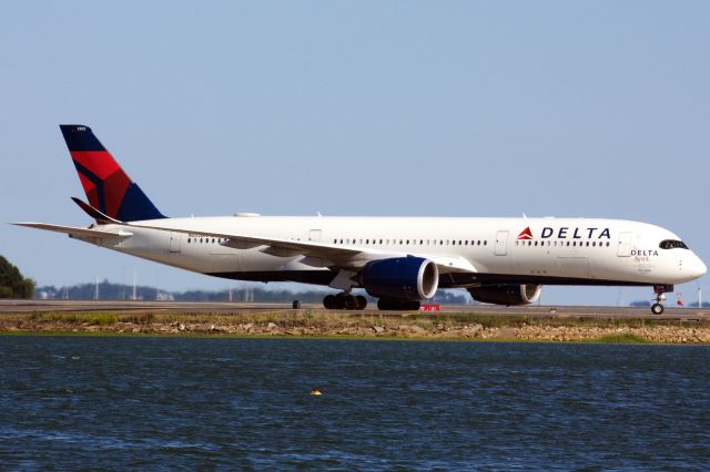 Airbus A350-900 (N502DN) - Delta A359 with 'The Delta Spirit' markings arriving to BOS from AMS onbr /6/20/22.