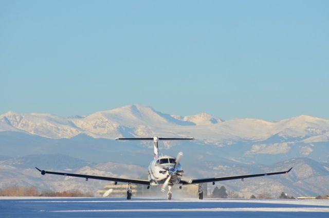 Pilatus PC-12 (N323NX) - PC-12 at a snowy Centennial (KAPA)