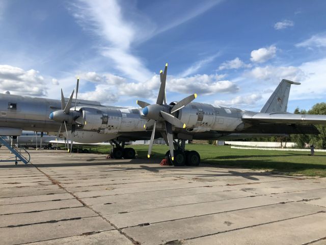 Tupolev Tu-142 — - Tu-95 "Bear" is one of the loudest military aircraft, particulary because the tips of the propeller blades move faster than the speed of sound. On display at the Oleg Antonov State Aviation Museum. Kiev-Ukraine, Aug 2019.