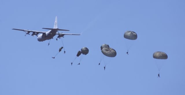 Lockheed C-130 Hercules (UNKNOWN) - Mass paratroop Drop on 5-7-2000