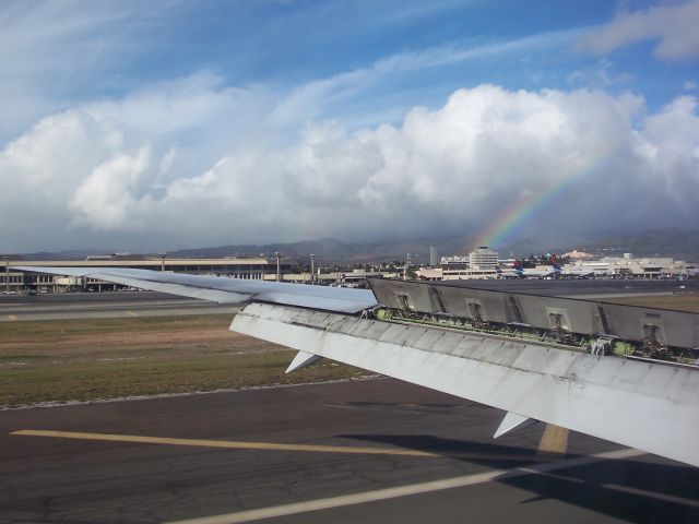 BOEING 767-400 — - Landing at PHNL. Check out the rainbow!