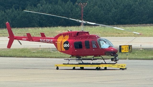 Bell JetRanger (N43EE) - on the KRDU general aviation ramp.  In use by WTVD in Durham, NC for electronic news gathering.