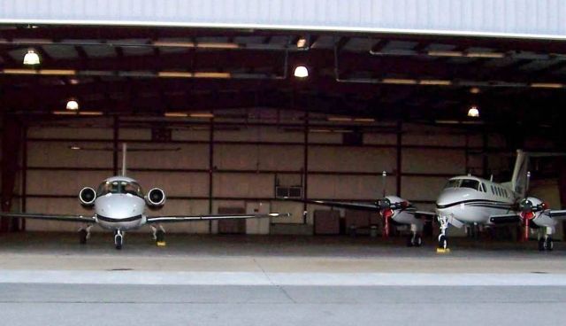 Mitsubishi MU-300 Diamond (N110DS) - Inside Airborne Critical Care, LLCs old corporate hanger prior to the move.