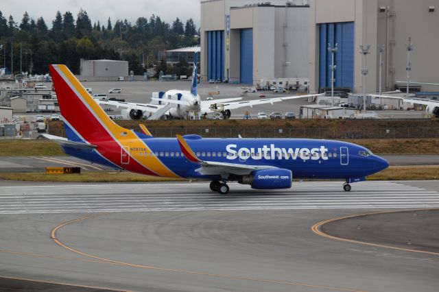 Boeing 737-700 (N7876A) - Initial flight in SWA logo, from KPAE to KPHX.  Start of new service.