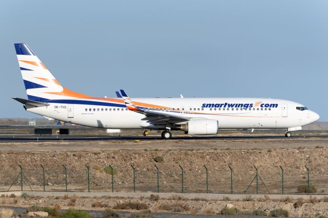 Boeing 737-800 (OTVG) - Tenerife Sur - Reina Sofia (TFS / GCTS) - Spainbr /br /Photo taken: January 1, 2024br /br /Operator: SmartWingsbr /Type: Boeing 737-8Q8br /Registration: OK-TVGbr /Serial: 30719/2257br / br /Category: Civil Aircraft - Airliner