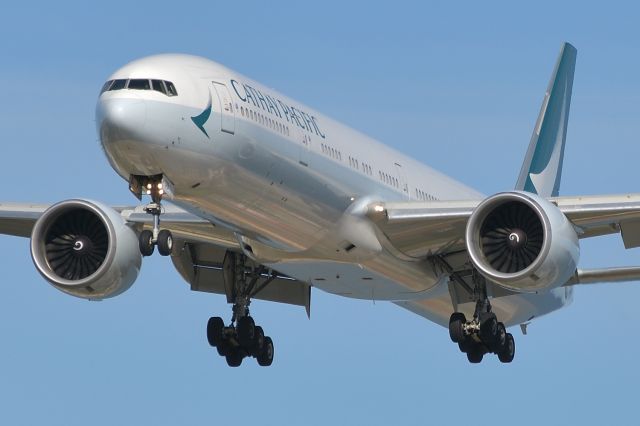 BOEING 777-300ER (B-KQB) - Adelaide, South Australia, Sunday 2 August, 2020. Cathay Pacific cargo only Flt 2174 on short final for runway 05.