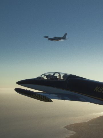 Aero L-39 Albatros (N39DF) - L-39 and Cessna 310 camera platform during photo shoot off Santa Barbara.