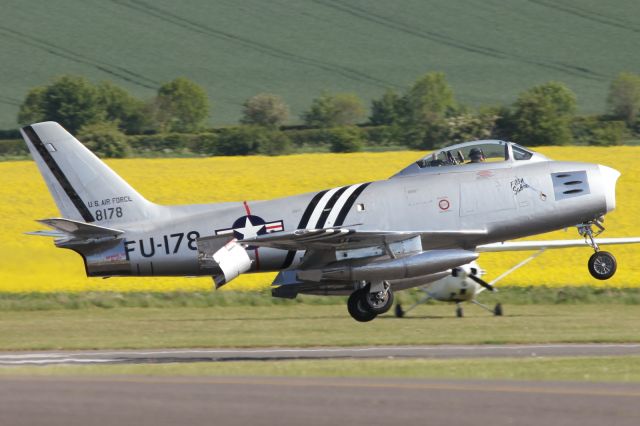 N8178 — - F-86A Sabre about to touch down at Duxford Air Museum, after tearing up the sky.