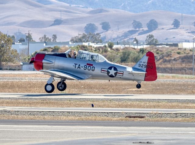 North American T-6 Texan (N555Q) - North American AT-6G Texan at Livermore Municipal Airport, Livermore CA. October 2020