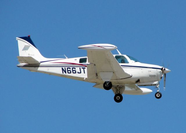 Beechcraft Bonanza (36) (N66JT) - Landing at Shreveports Downtown Airport.