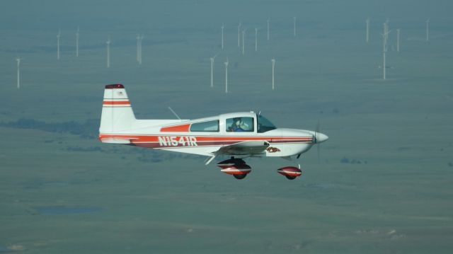 Grumman AA-5 Tiger (N1541R) - Carl and Deb Potter flying beside C177 of Steve and Susan Lewis between Tulsa OK and Wichita KS.  Wind Farm in background south of Wichita.  Picture taken by Susan