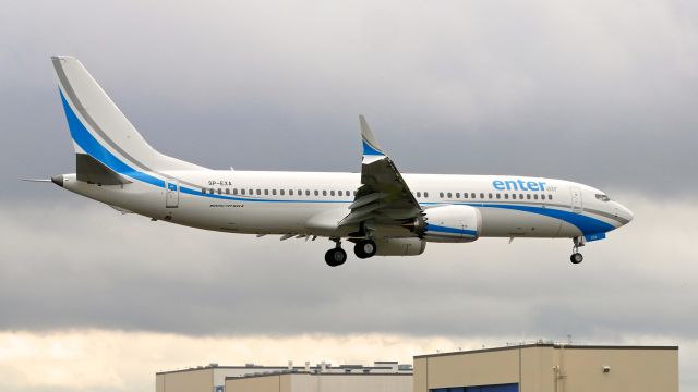 Boeing 737 MAX 8 (SP-EXA) - BOE66 on final to Rwy 16R during a C1 flight from KBFI on 11.30.18. (ln 7210 / cn 64295). This will be the first MAX for Enter Air.