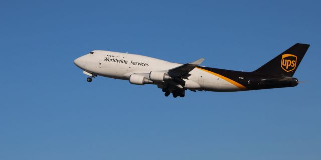 Boeing 747-400 (N578UP) - Shortly after departure is this 1993 United Parcel Service Boeing 747-45E in the Winter of 2022.