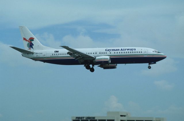 BOEING 737-400 (VR-CAB) - Short Final at Miami Intl Airport on 1990/08/29