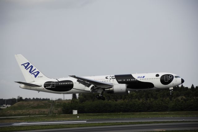 BOEING 767-300 (JA606A) - Final Approach to Narita Intl Airport Rwy16l on 2013/04/18 "Fly Panda c/s"