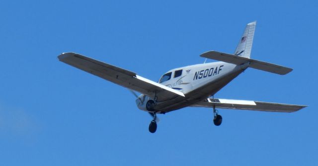 Piper Cherokee (N500AF) - About to touch down is this American Flyers 2020 Piper Pilot 100i Cherokee from the Winter of 2024.