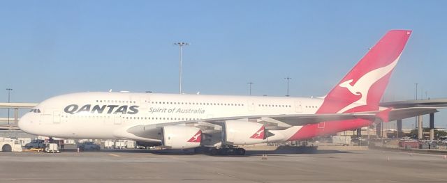 Airbus A380-800 (VH-OQA) - DFW ramp near Terminal D, 2018-04-15