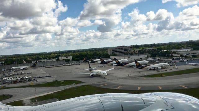 BOEING 767-300 — - View from an American 737-800 landing next to UPS terminal