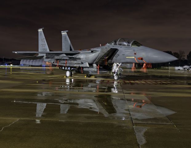 McDonnell Douglas F-15 Eagle (87-0204) - Eagle in the rain.br /I caught this F-15E Strike Eagle, from the 389th Fighter Squadron “Gunfighters”, 366th Fighter Wing, Air Combat Command, Mountain Home AFB, Idaho, on the ramp after a passing shower back in October 2022.