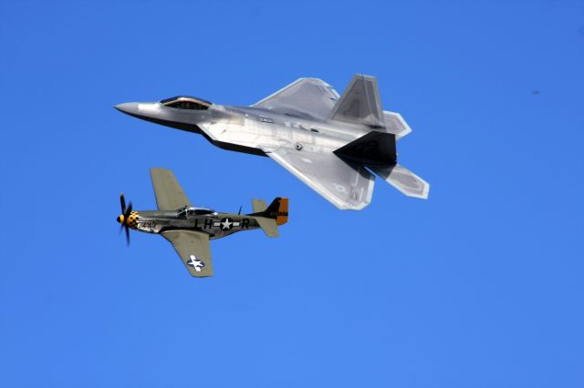 Lockheed F-22 Raptor — - F-22 / P-51 Heritage Flight at EAA Airventure 2015 / Sunday Show