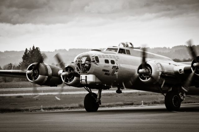 Boeing B-17 Flying Fortress (N390TH) - Liberty Belle - Just after landing at KHIO, April 2010