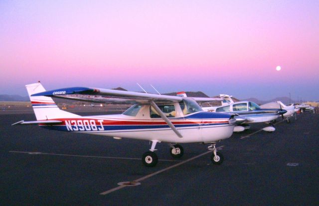 Cessna Commuter (N3908J) - Moon rise at sunset