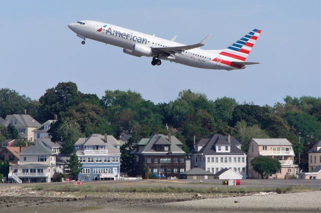 Boeing 737-800 (N879NN) - Ive never seen a 737 use this much runway at Logan as this one did. 