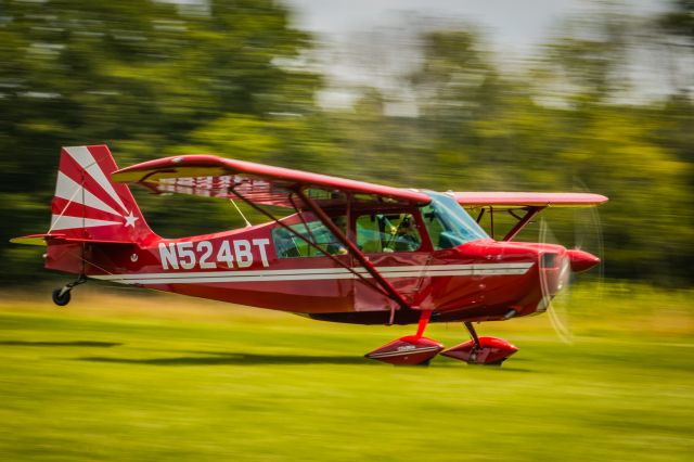 CHAMPION Sky-Trac (N524BT) - Panning shot of American Champion 7GCAA, N524BT landing at Van Sant airport.br / 1/50 sec. f/20 112mm ISO 125