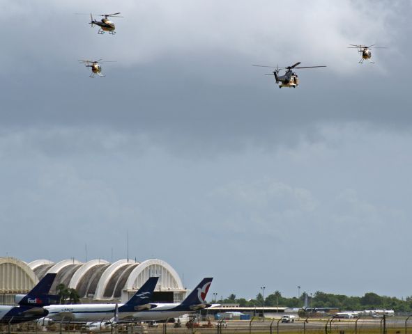 — — - Puerto Rico Electric Power Authority helicopter fleet on a flyby over Borinquen Airport (TJBQ)