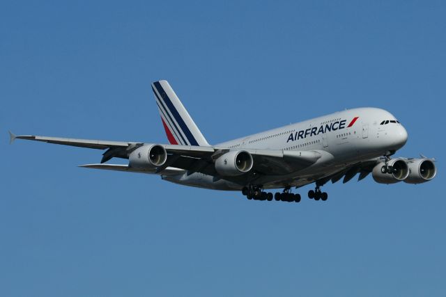 Airbus A380-800 — - Air France 6 on final to 22L in 2012,when the A380 was a new bird flying