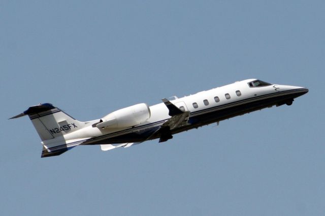 Learjet 60 (N245FX) - Airborne off rwy 1 on 30-May-07.  Reregistered N600NM 4-Oct-08 then N600EF 14-Nov-09.
