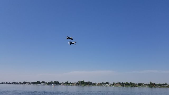 — — - 2018 Heritage Flight, Columbia Cup, Tri-Cities, WA.  A-10 Warthog and A1 Douglas Skyraider.