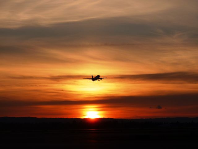 Airbus A320 — - Sunset At PDX.