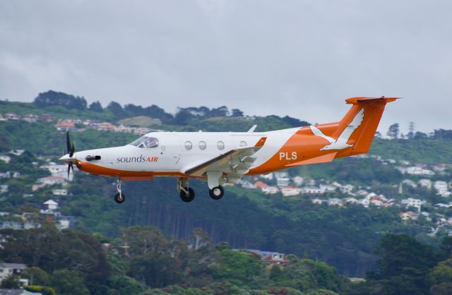 Pilatus PC-12 (ZK-PLS) - Sounds Air Pilatus PC12 on final approach for runway 16 at Wellington.