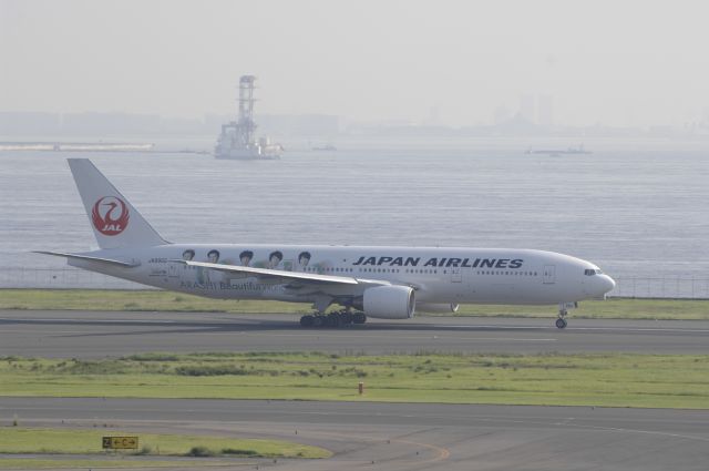 Boeing 777-200 (JA8982) - Departure at HND Airport R/W16L on 2011/09/14 ARASHI Jet c/s(Japanese Pop Music Group)