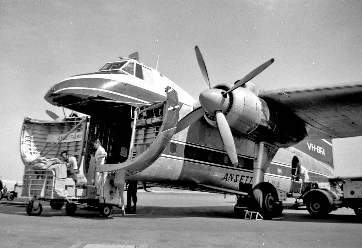 VH-BFA — - Nice posed study of loding crew at Adelaide in January 1962 from Geoff Goodall