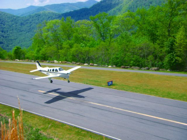 Beechcraft Bonanza (36) (N1EV) - Landing at Mountain Air, NC.