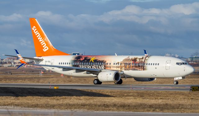 Boeing 737-800 (OK-TVU) - Sunwing 20 prepares to depart to Fort Lauderdale