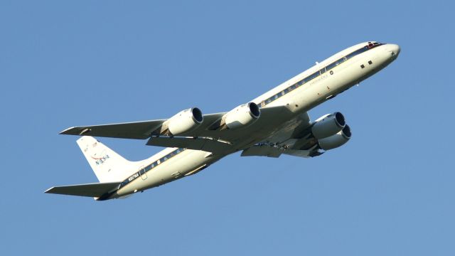 McDonnell Douglas DC-8-70 (N817NA) - NASA817 sunset departure for thunderstorm mission. July 13,2015