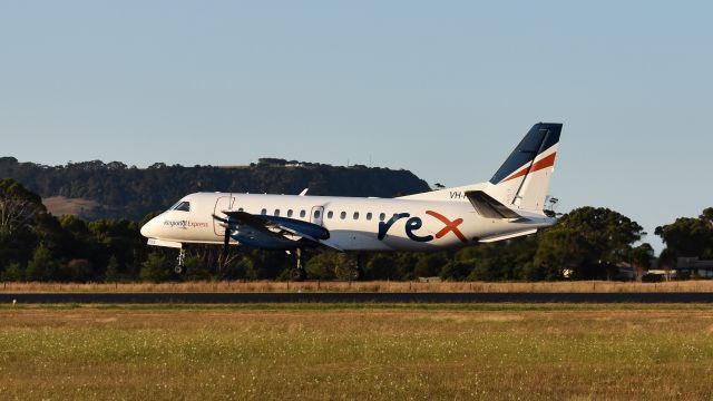 Saab 340 (VH-RXS) - Regional Express Flight 3579 with Saab 340B VH-RXS in the revised livery, about to touch down at Wynyard Airport. 21 January 2020.