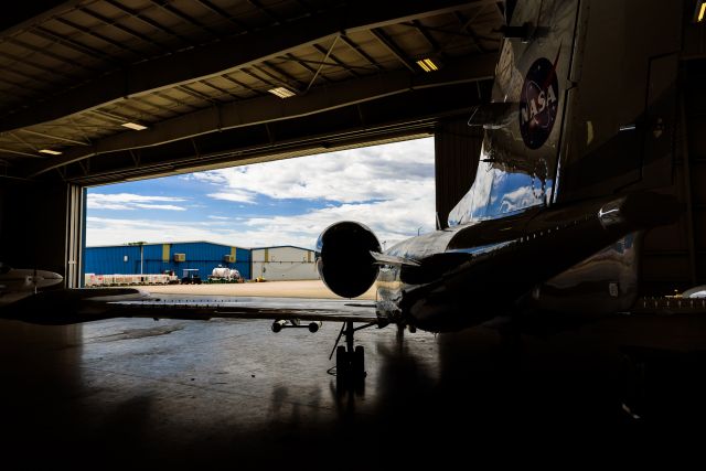 Learjet 35 (N474KA) - LJ35A in a hanger of Signature Aviation at Rocky Mountain Metropolitan Airport. Airplane belongs to Spec Inc. out of Boulder, Colorado and is showing off its NASA meatball. Spec conducts multiple studies with and for NASA. 