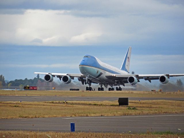 — — - taking off with front wheels just off ground, kicked up a lot of dust on takeoff, extremely loud, biggest plane at the airport, taller than the terminal!