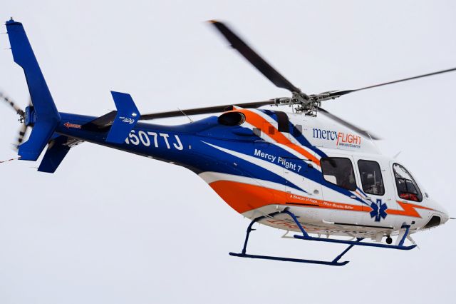 Bell 429 GlobalRanger (N507TJ) - 2017 Bell 429 GlobalRanger operated by Mercy Flight of Western New York (as Mercy Flight 7) departing from their base at the Buffalo Niagara International Airport (KBUF)