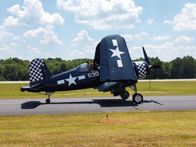 N9964Z — - Vought F4U Corsair taxiing back to the hanger after a demonstration at the Atlanta Airshow.