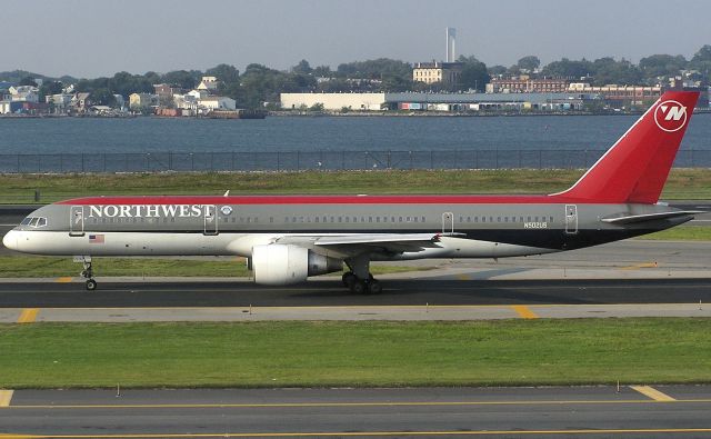 N502US — - Northwests second Boeing 757-251 N502US taxis out to the active at KLGA on Aug 10, 2004. Delivered to NW in March 1985 she is still active with Delta !