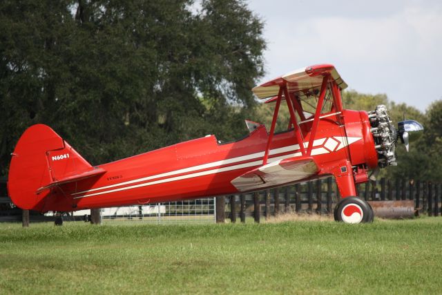 N6041 — - PT-17 Stearman (N6041) sits at Hidden River Airport