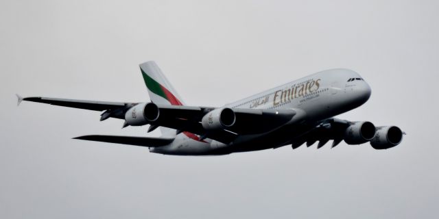 Airbus A380-800 (A6-EUW) - Minutes from landing, fall 2019.