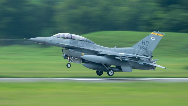 Lockheed F-16 Fighting Falcon (N89168) - A Holloman F-16 from the famous 49th Fighter Training Squadron's "Black Sheep" lands at EFD on 6 July 2021