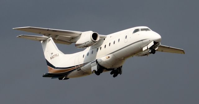 Fairchild Dornier 328JET (N407FJ) - Ultimate Jet Charter 7 - a Fairchild Dornier 328JET departing Runway 18 at Pryor Regional Airport, Decatur, AL - September 11, 2019.